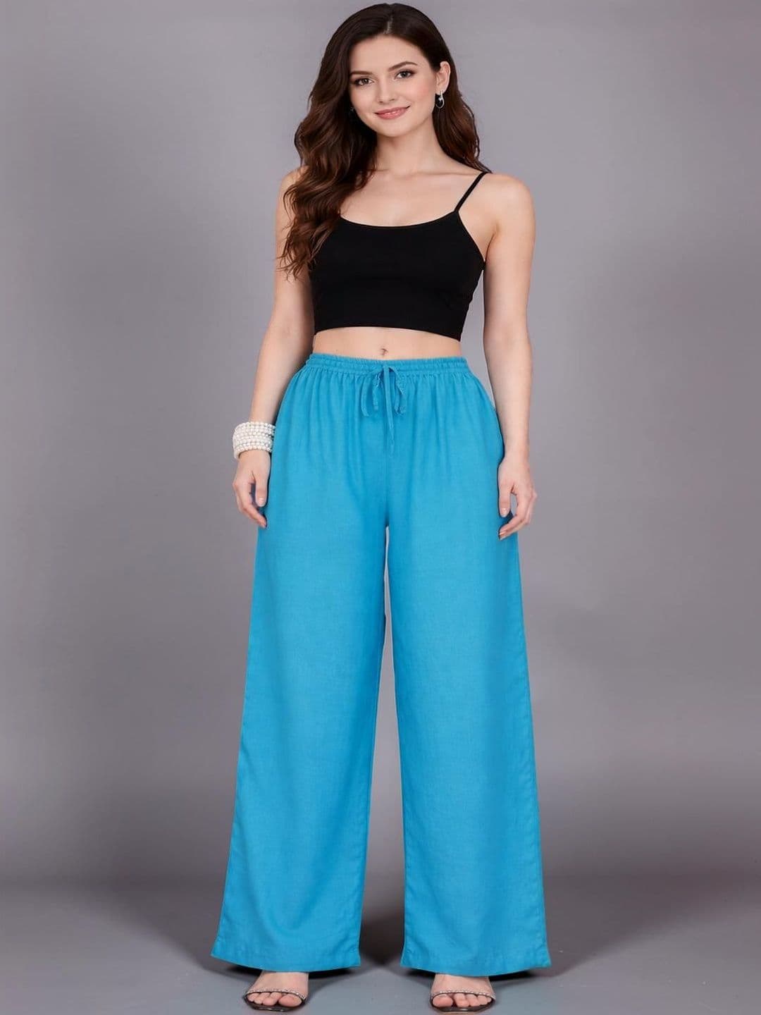 KALINI Women Solid wide leg Palazzos thumbnail 4