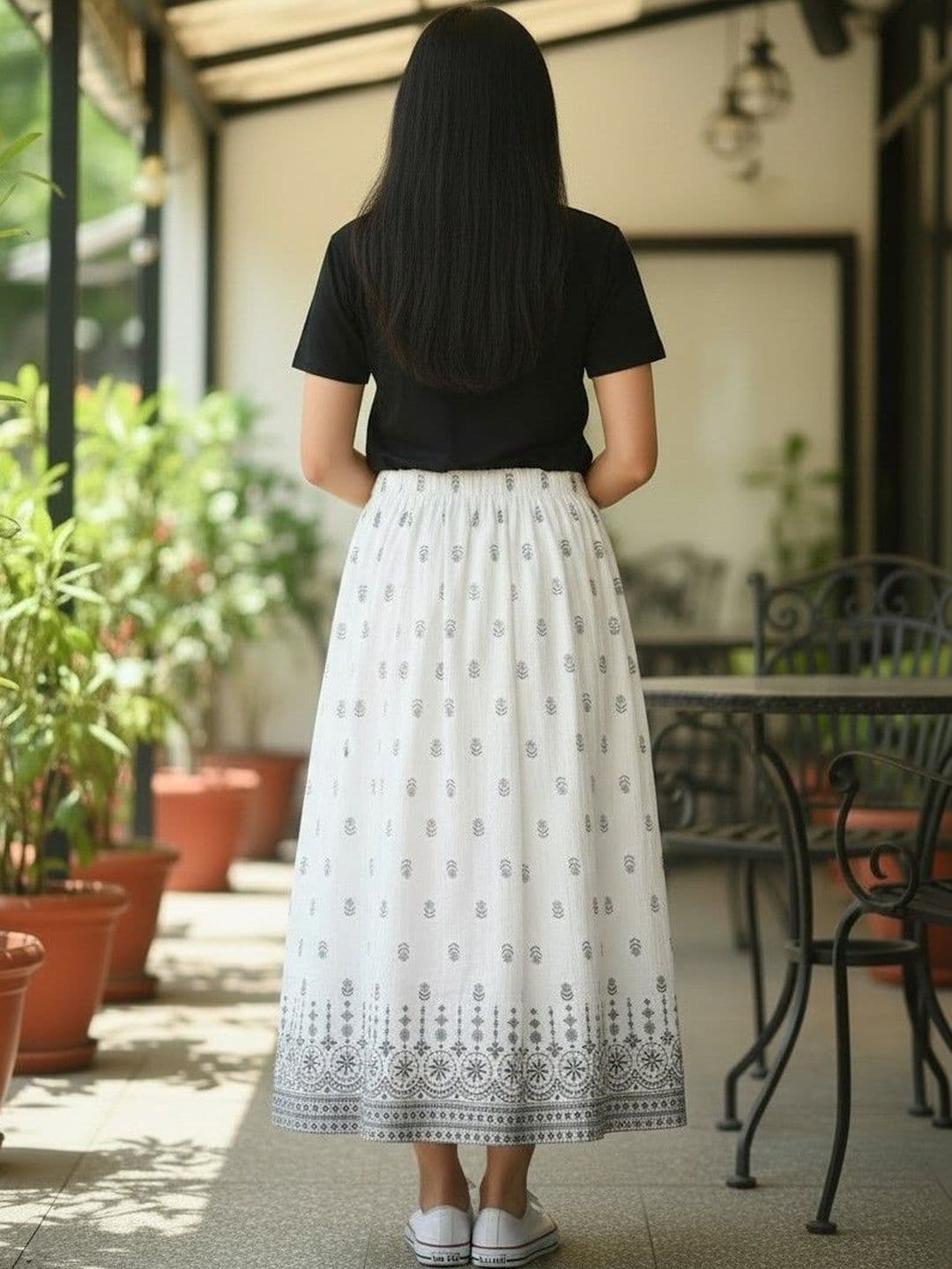 Cot'N Soft Women Pure Cotton Floral Midi A-Line Skirt thumbnail 2