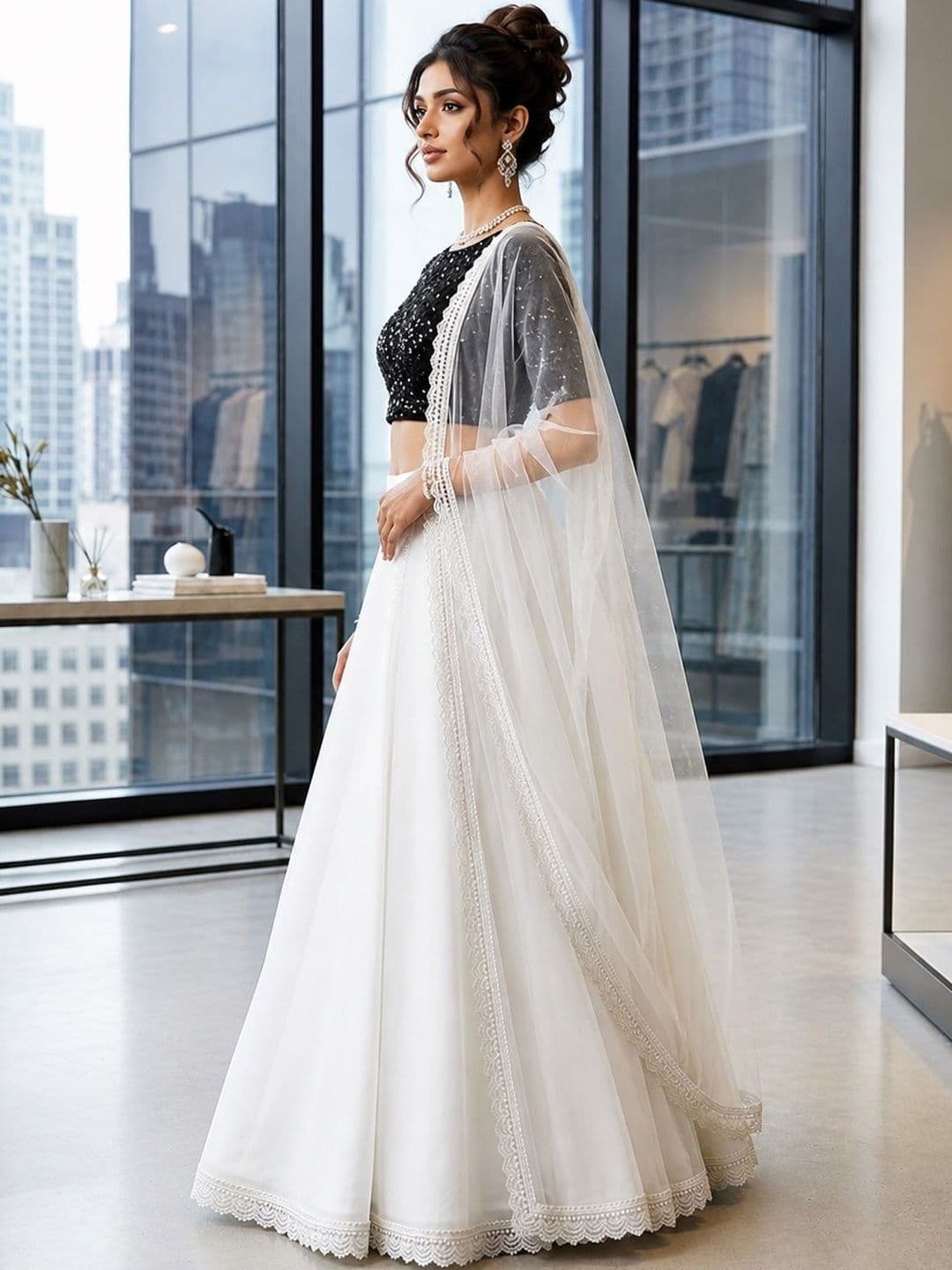 Thapnath Embellished Sequinned Semi-Stitched Lehenga & Blouse With Dupatta thumbnail 4
