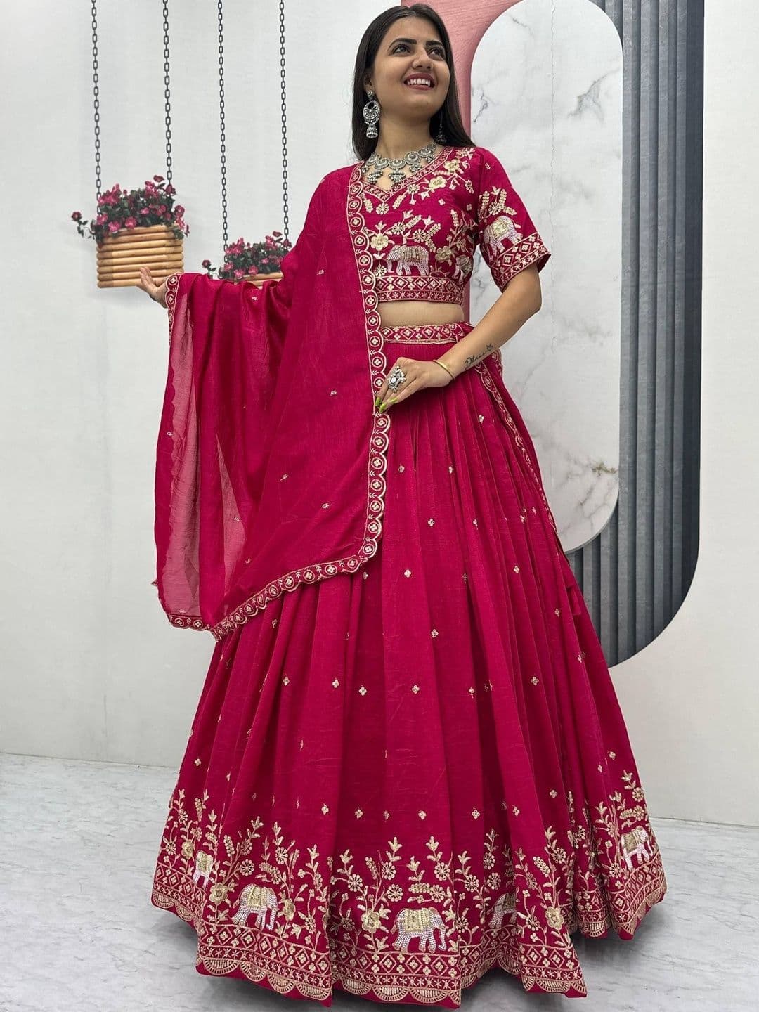 all about you Embroidered Semi-Stitched Lehenga & Blouse With Dupatta thumbnail 4