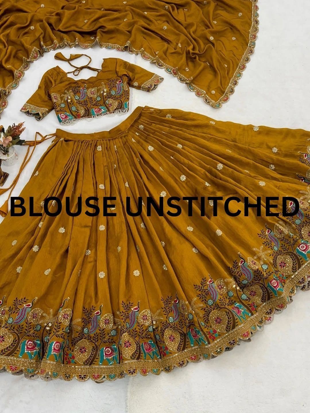 all about you Embroidered Sequinned Semi-Stitched Lehenga & Unstitched Blouse With Dupatta thumbnail 4