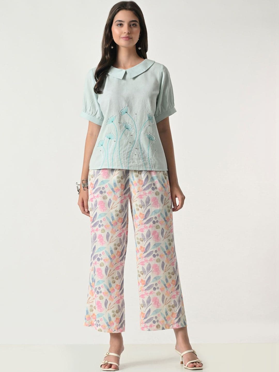 BAESD Women Floral Printed Flared Palazzos thumbnail 6