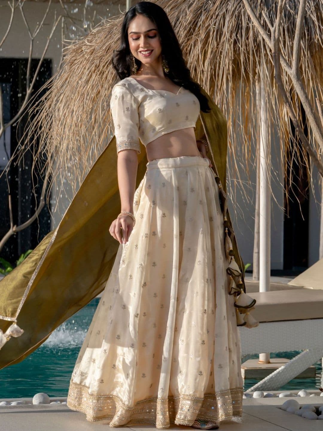 HOUSE OF JAMOTI Embroidered Ready to Wear Lehenga & Blouse With Dupatta thumbnail 7