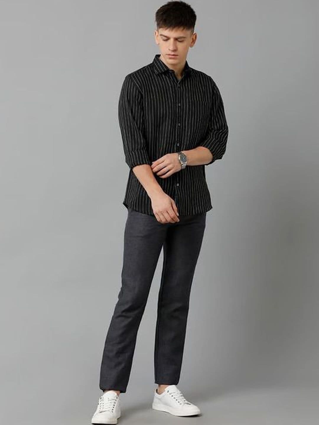 NNC-NEXT NOVA CLOTHES Men Classic Striped Casual Shirt thumbnail 3