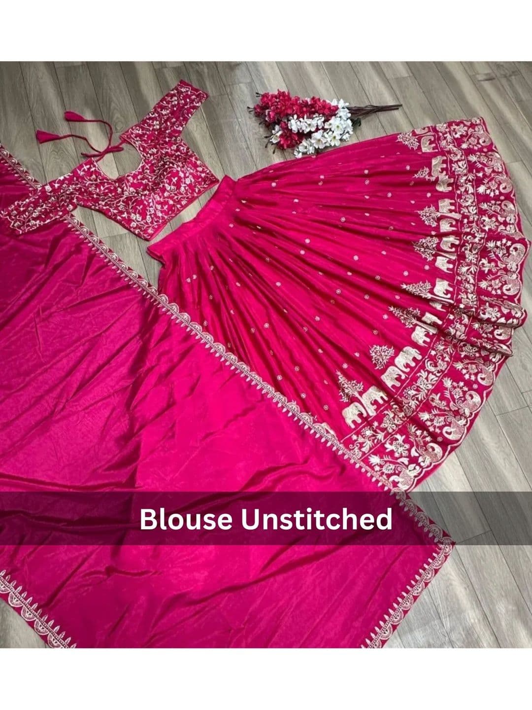 all about you Embroidered Thread Work Semi-Stitched Lehenga & Unstitched Blouse With Dupatta thumbnail 2