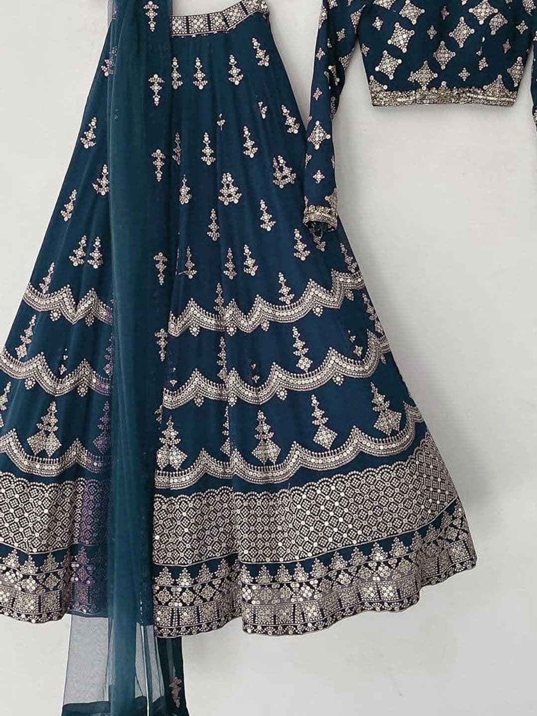 all about you Embellished Sequinned Semi-Stitched Lehenga & Blouse With Dupatta thumbnail 3