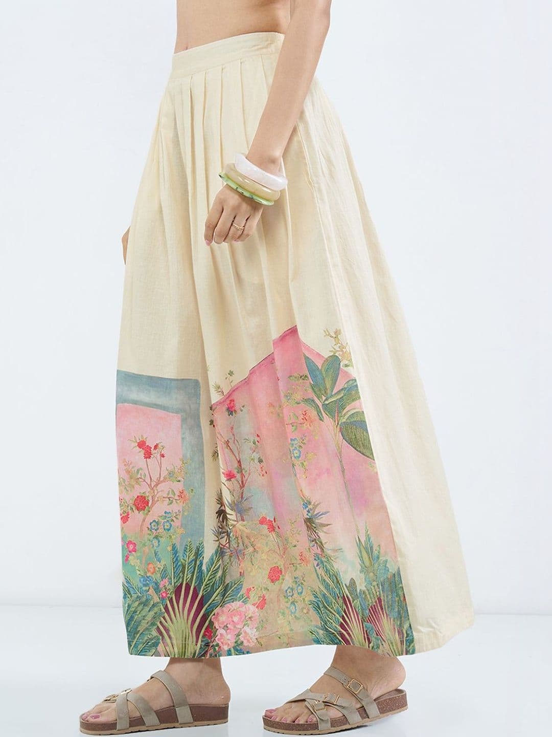 AKKRITI BY PANTALOONS Women Cotton Blend Floral Midi A-Line Skirt thumbnail 4