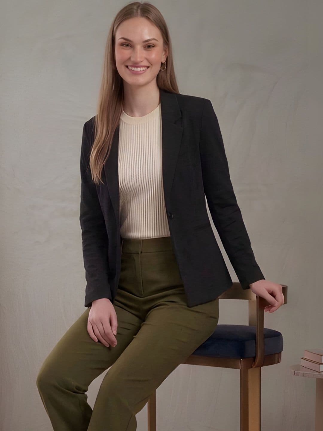 The Roadster Lifestyle Co Notched Lapel Single-Breasted Casual Blazers thumbnail 3