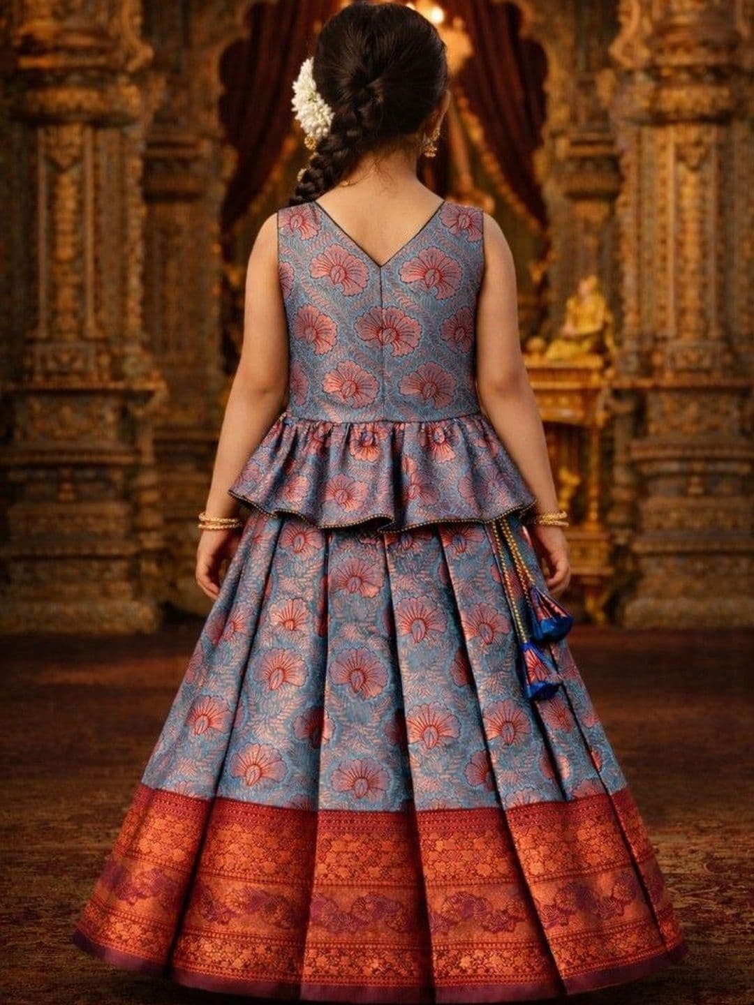 Xepon Girls Printed Ready to Wear Lehenga & thumbnail 2