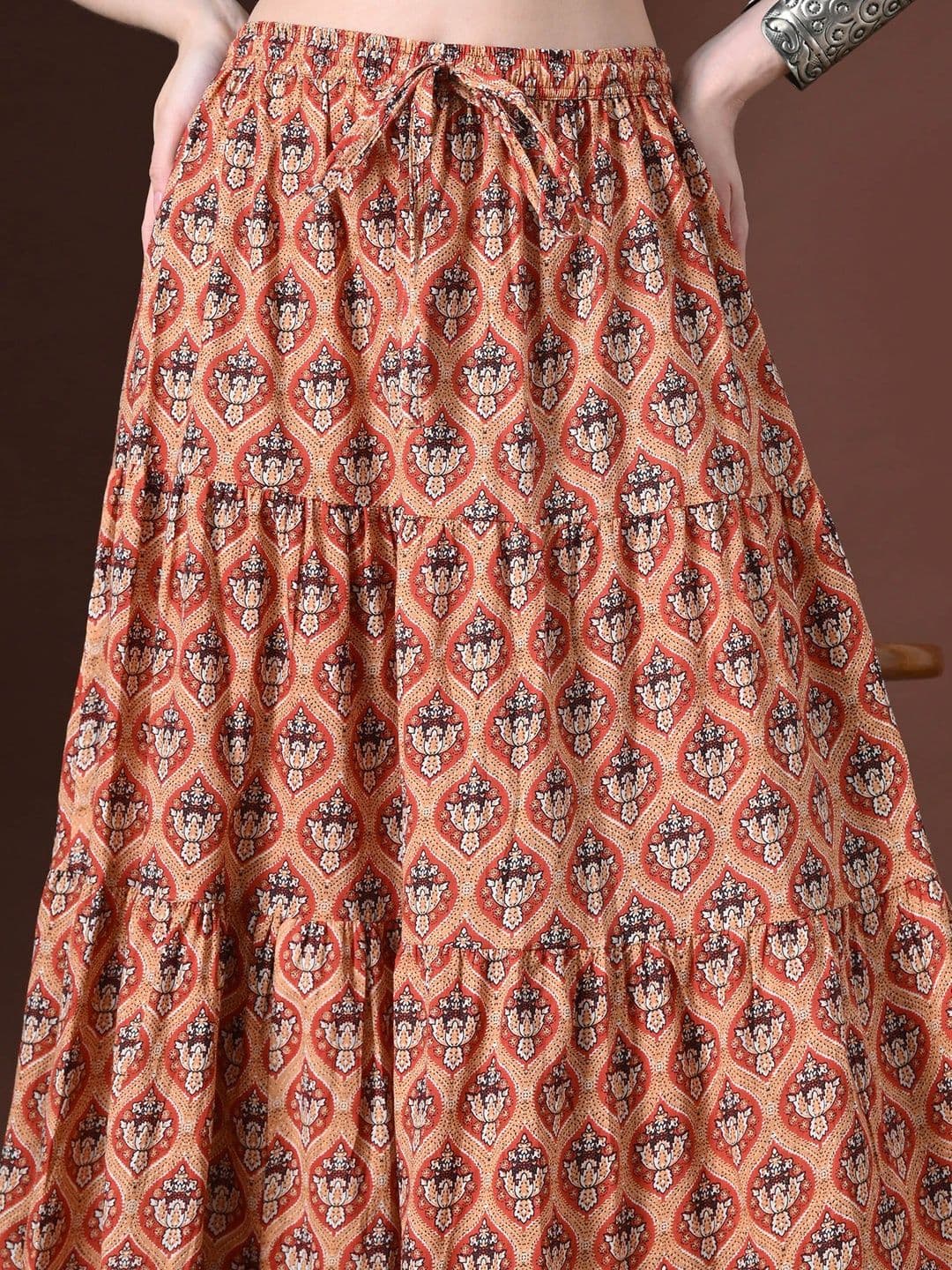 MFGIVA Women Cotton Paisley Maxi Flared Skirt thumbnail 3