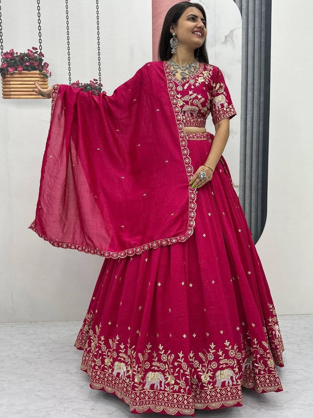 all about you Embroidered Semi-Stitched Lehenga & Blouse With Dupatta thumbnail 3