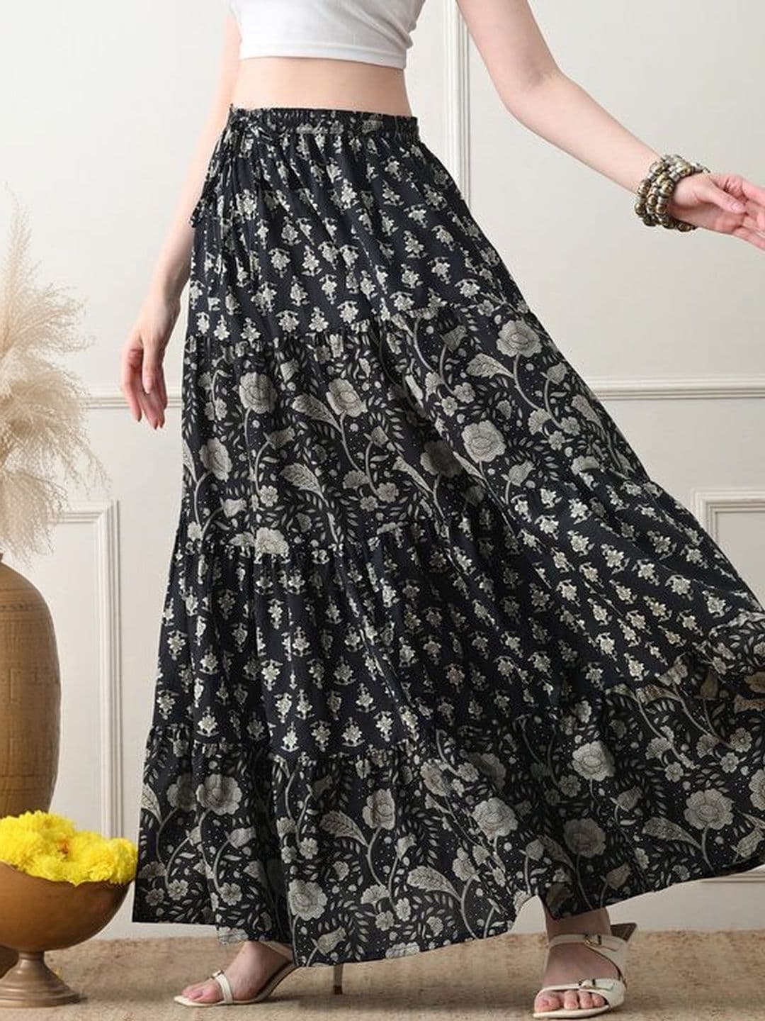 MFGIVA Women Cotton Floral Maxi Flared Skirt thumbnail 3