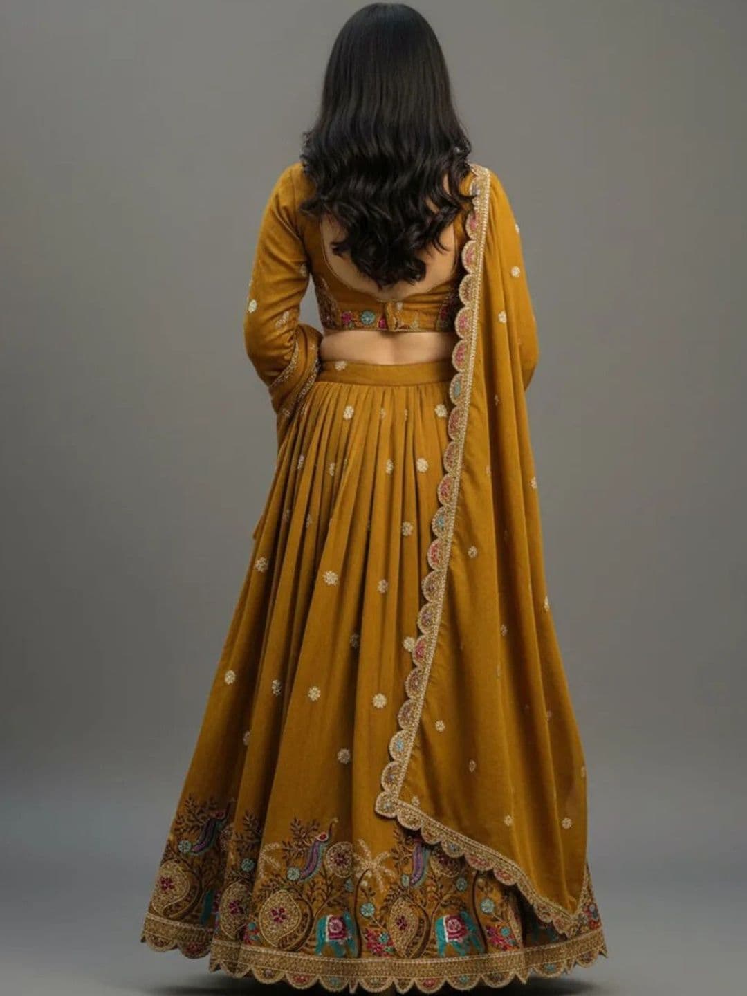 all about you Embroidered Sequinned Semi-Stitched Lehenga & Unstitched Blouse With Dupatta thumbnail 2