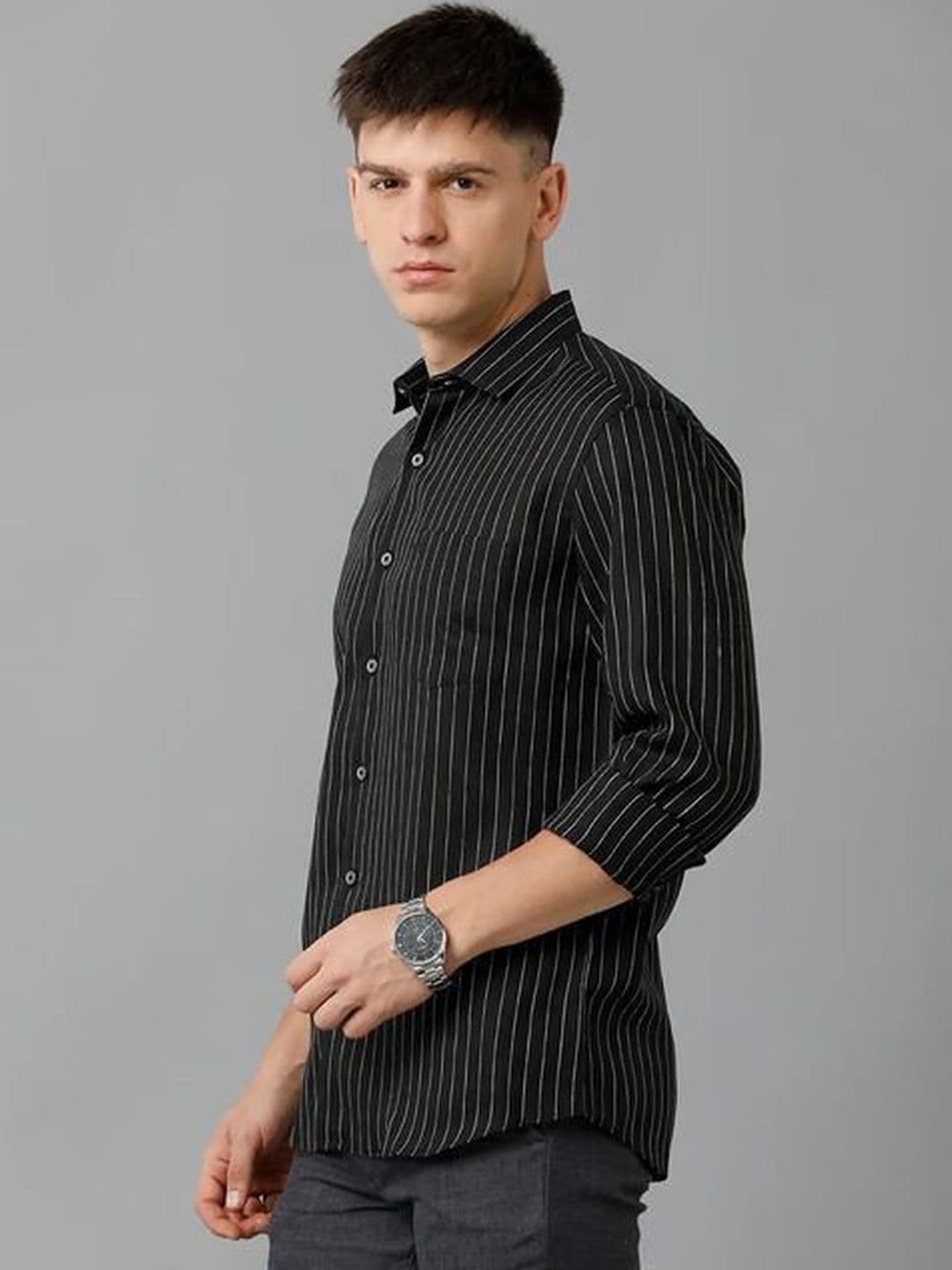 NNC-NEXT NOVA CLOTHES Men Classic Striped Casual Shirt thumbnail 6