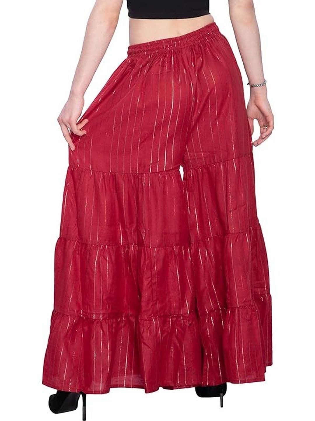 TNQ Women Striped Flared Ethnic Palazzos thumbnail 2