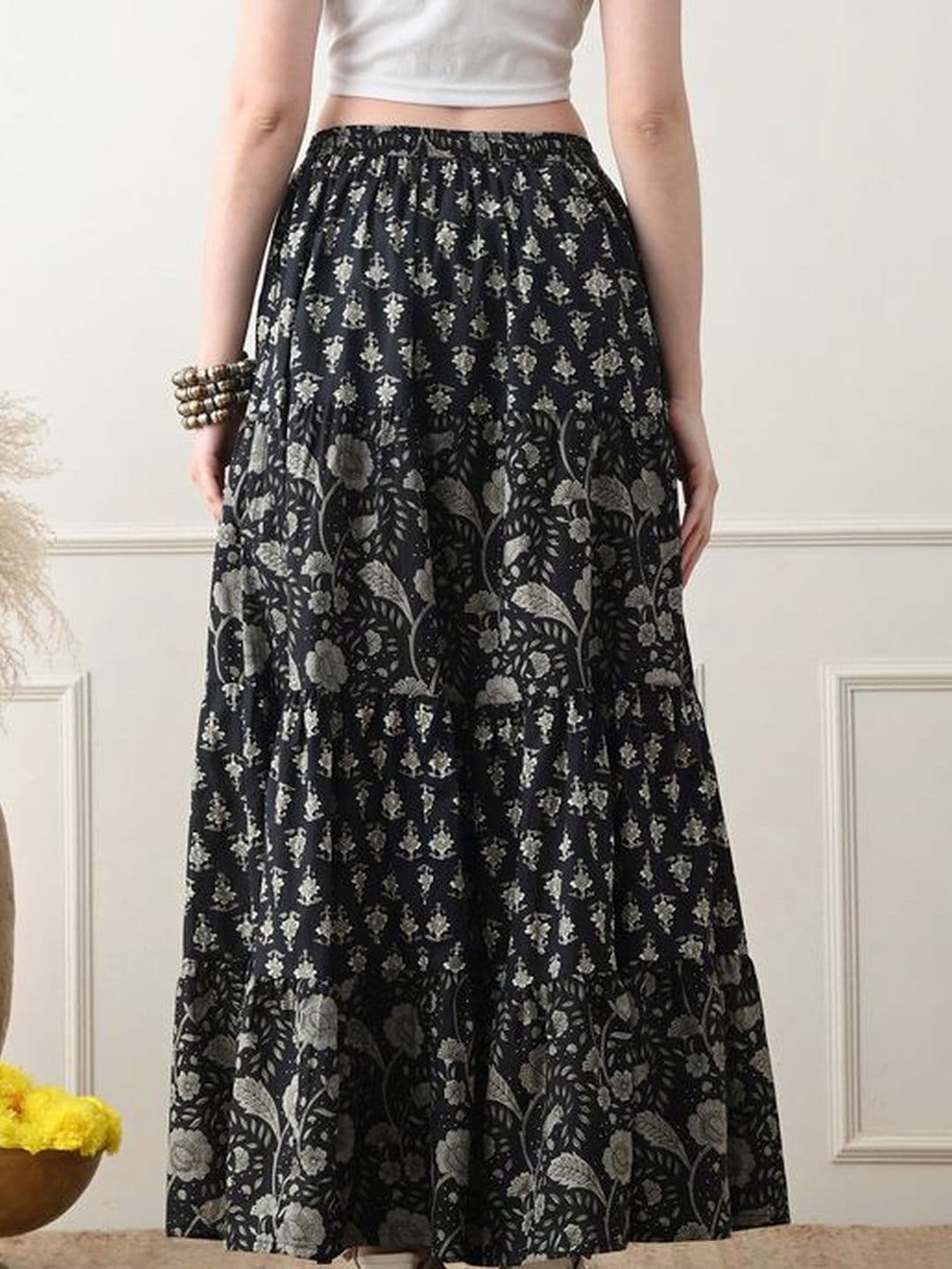 MFGIVA Women Cotton Floral Maxi Flared Skirt thumbnail 6