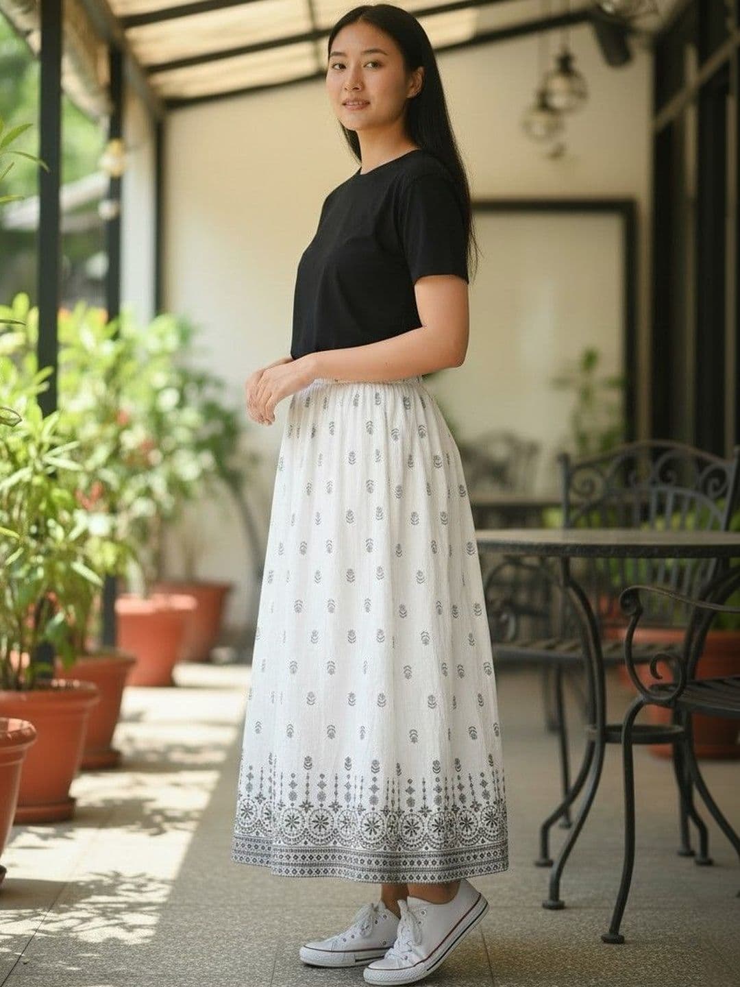 Cot'N Soft Women Pure Cotton Floral Midi A-Line Skirt thumbnail 3