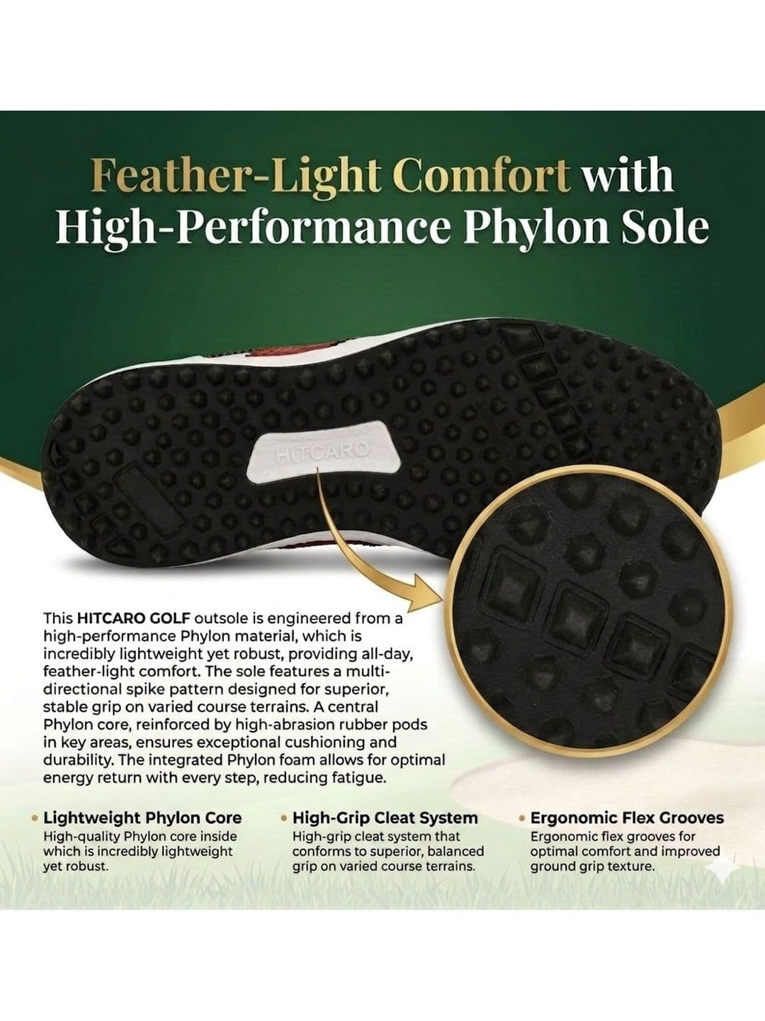 HITCARO Men Leather Golf Shoes thumbnail 7
