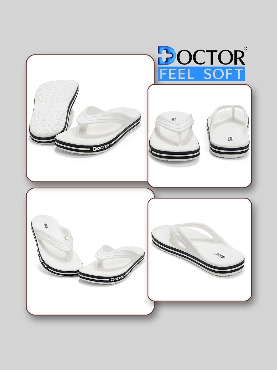 DOCTOR FEEL SOFT Men Striped Thong Flip-Flops thumbnail 2