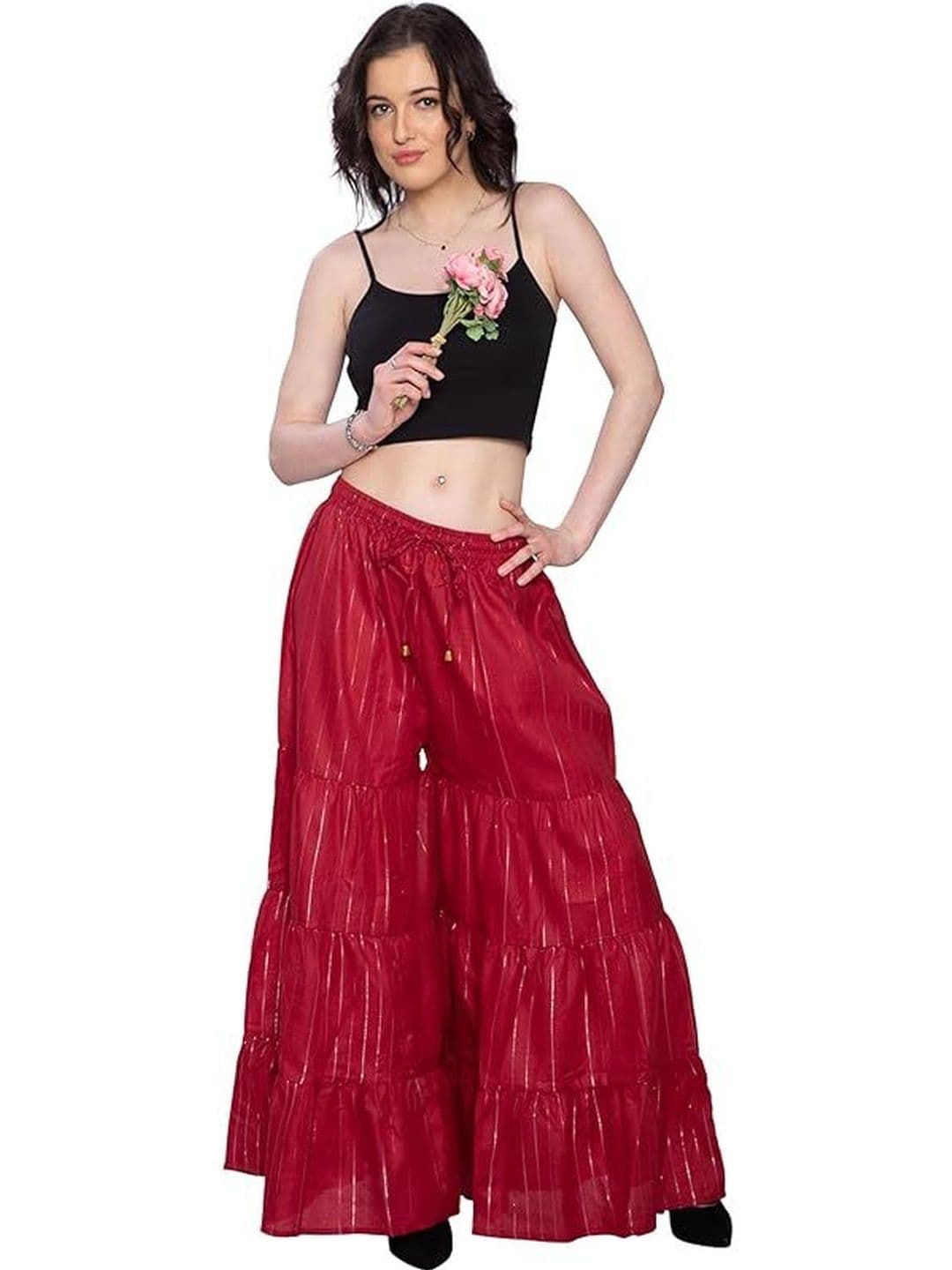 TNQ Women Striped Flared Ethnic Palazzos thumbnail 3