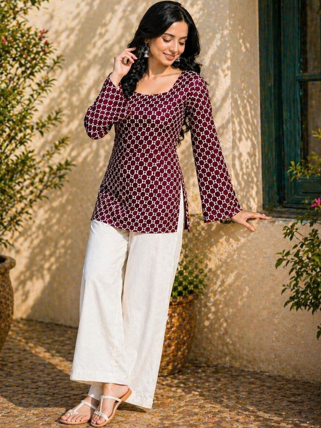 KALINI Geometric Printed Square Neck Pure Cotton Kurti thumbnail 6