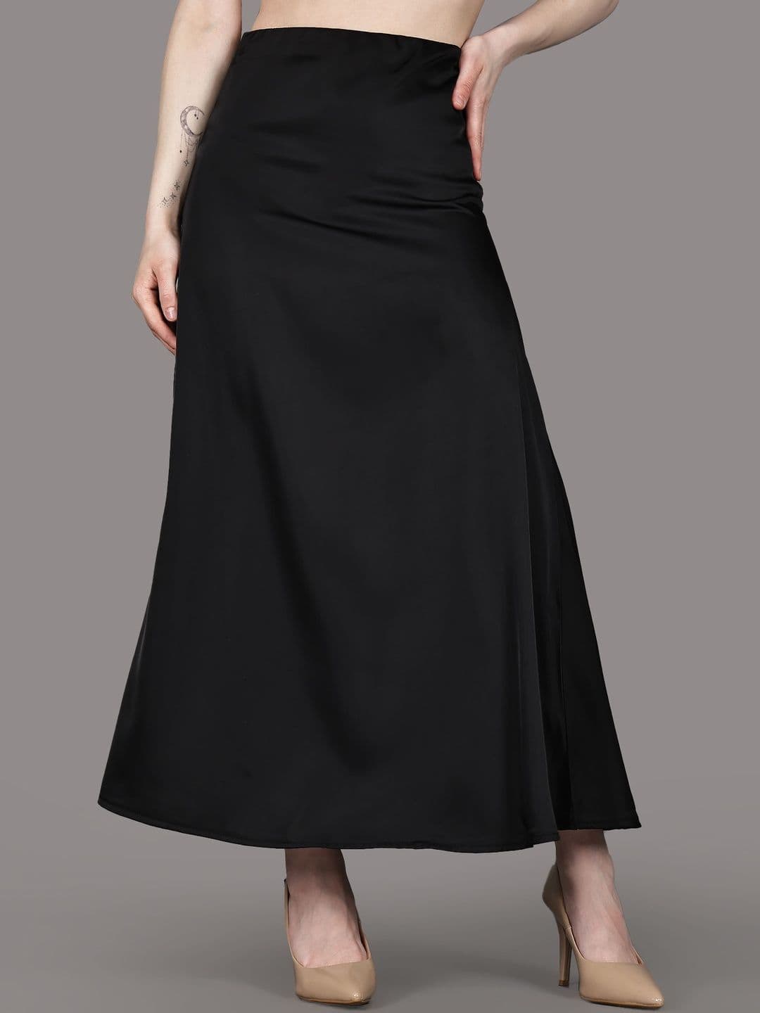 Aadvi Fashion Women Satin Midi A-Line Skirt thumbnail 4