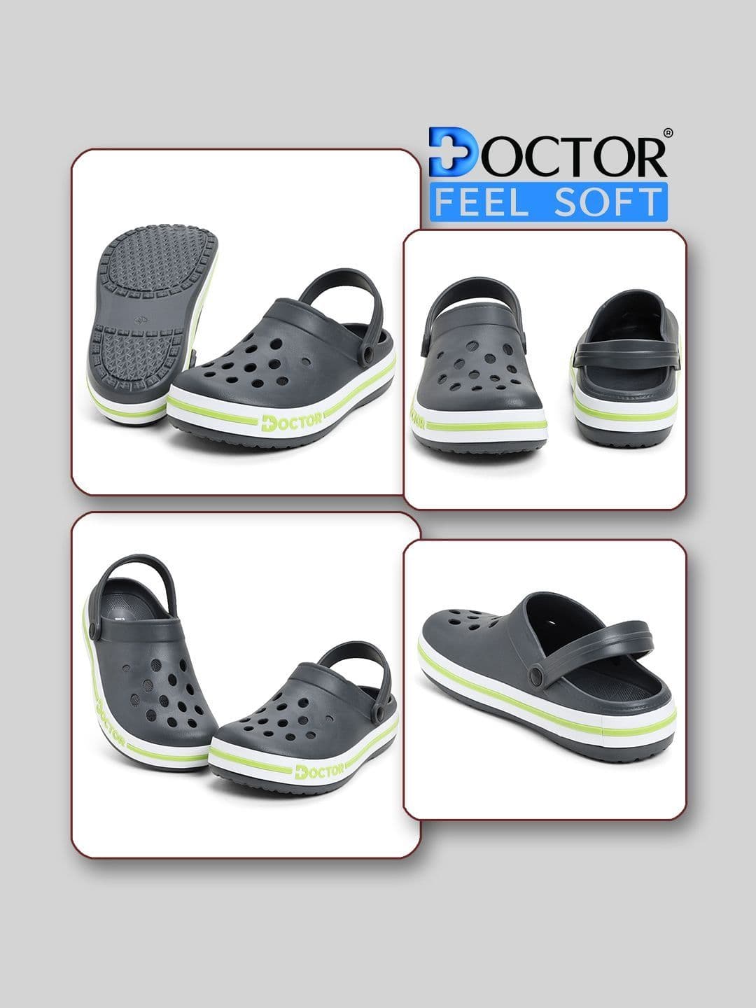 DOCTOR FEEL SOFT Men Colourblocked Clogs thumbnail 4