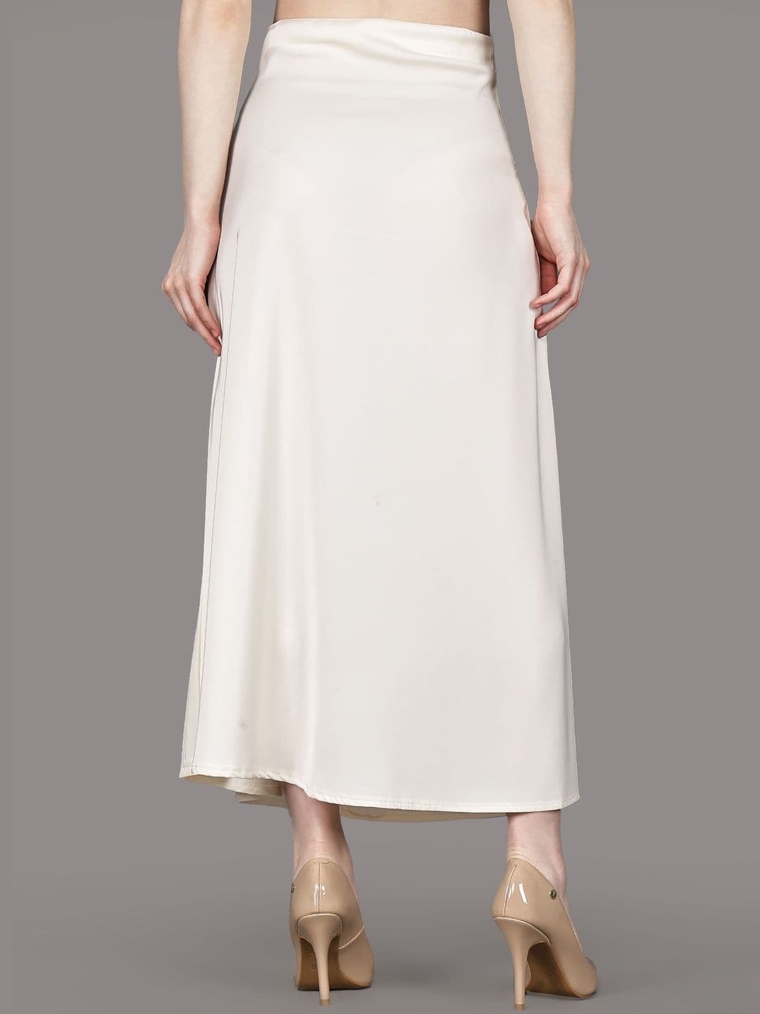 Aadvi Fashion Women Satin Side Slit Midi A-Line Skirt thumbnail 3