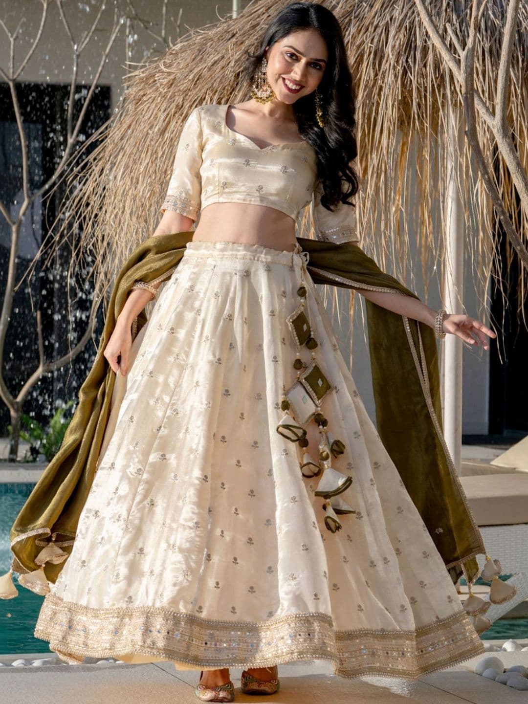 HOUSE OF JAMOTI Embroidered Ready to Wear Lehenga & Blouse With Dupatta thumbnail 2