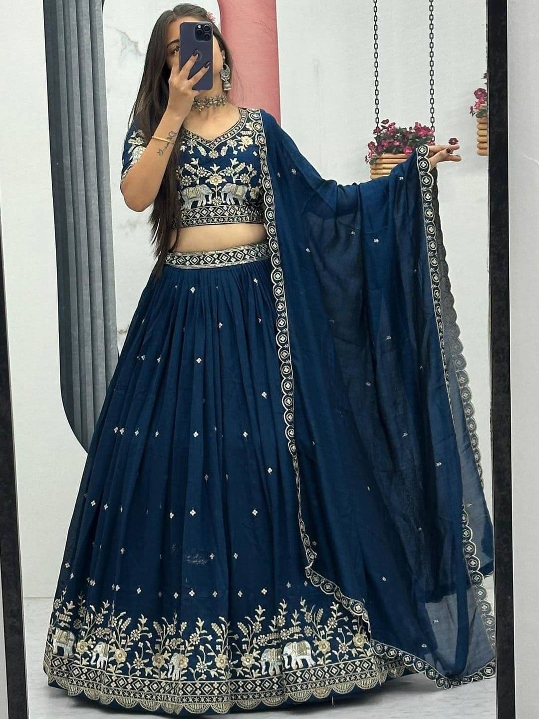 all about you Embroidered Semi-Stitched Lehenga & Blouse With Dupatta - view 1