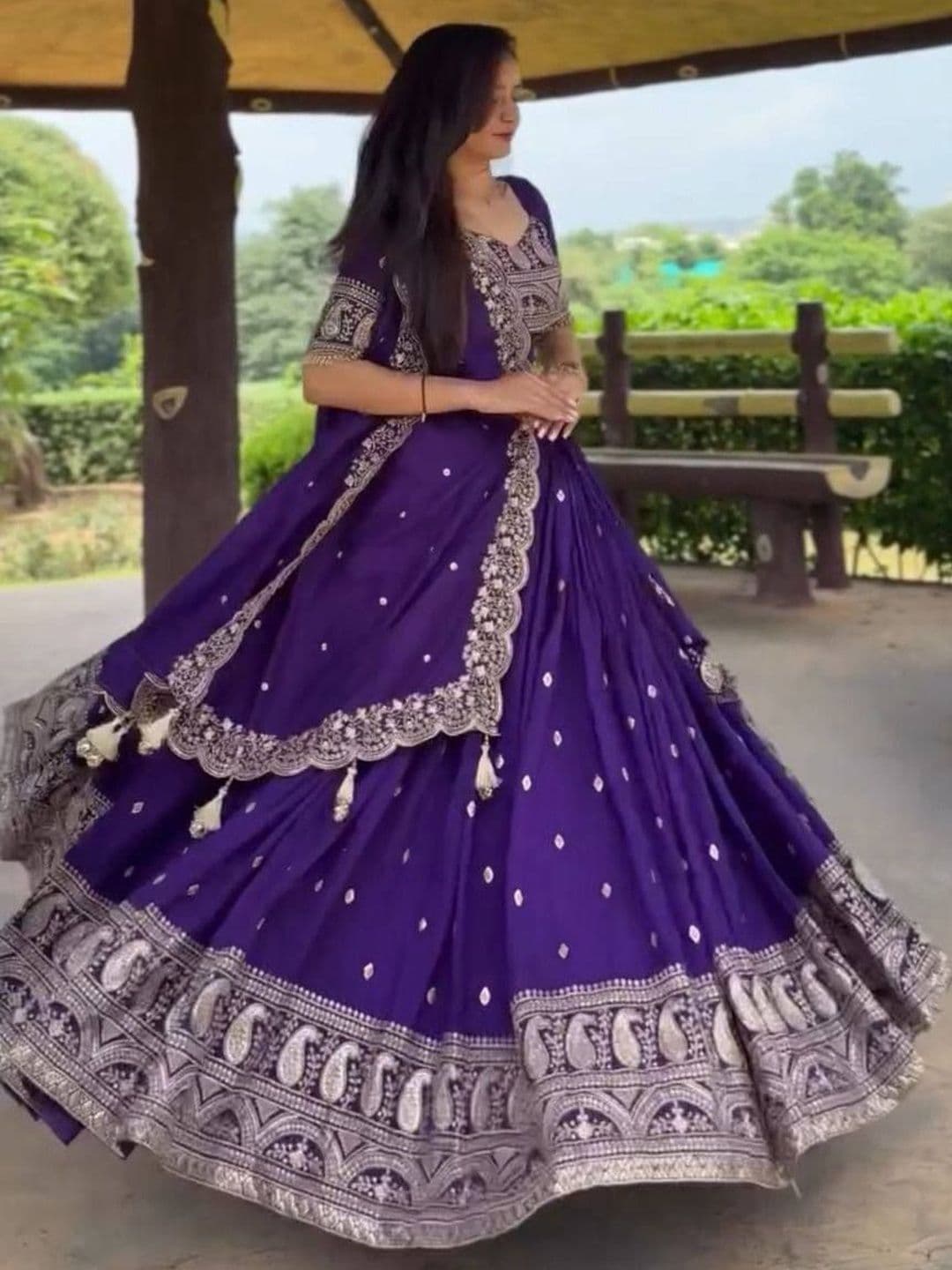 all about you Embroidered Semi-Stitched Lehenga & Unstitched Blouse With Dupatta thumbnail 3