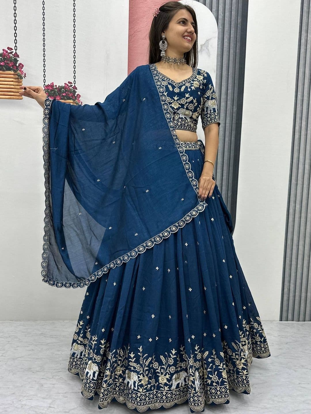 all about you Embroidered Semi-Stitched Lehenga & Blouse With Dupatta thumbnail 5