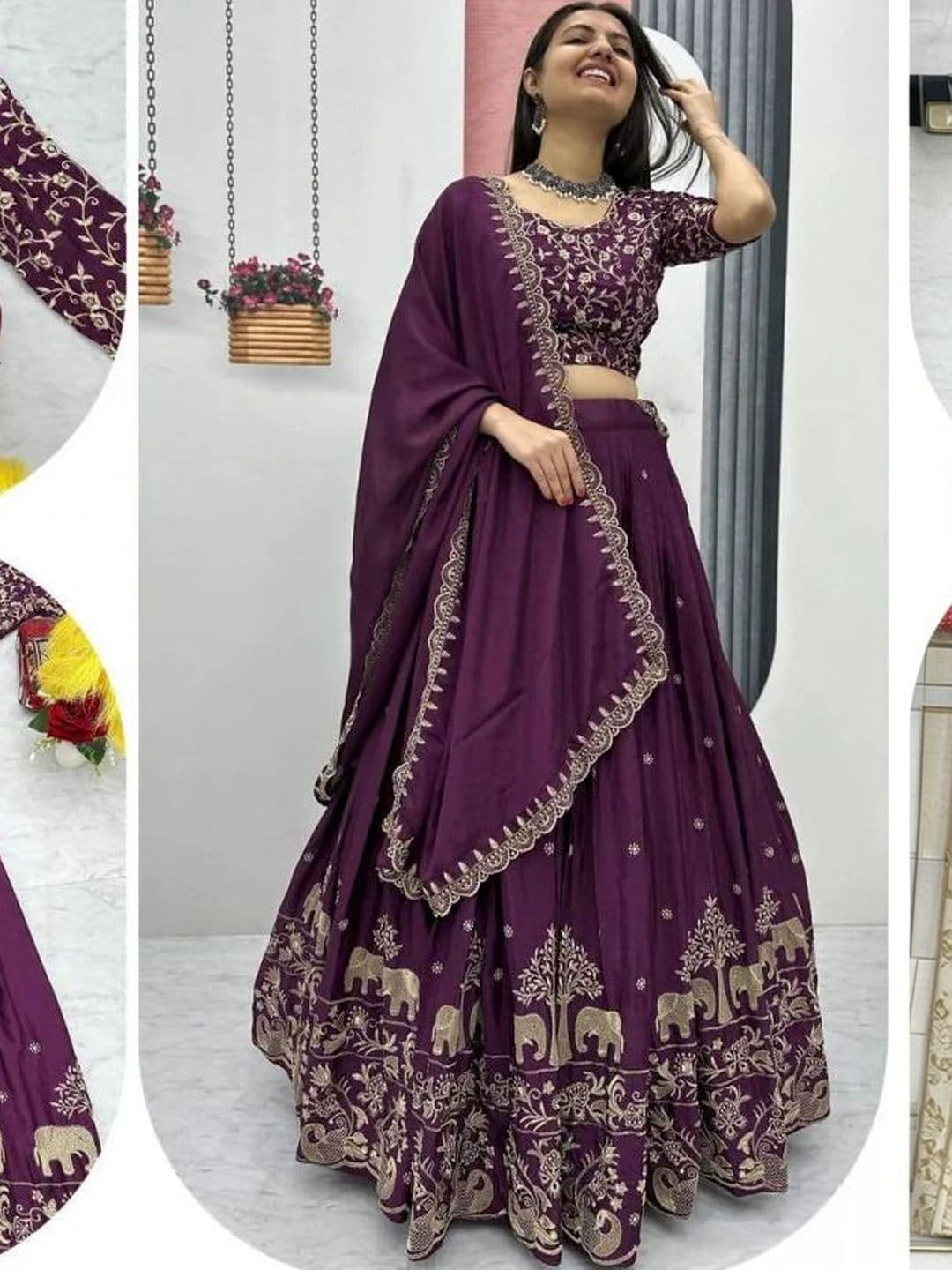 all about you Embroidered Thread Work Semi-Stitched Lehenga & Blouse With Dupatta thumbnail 5