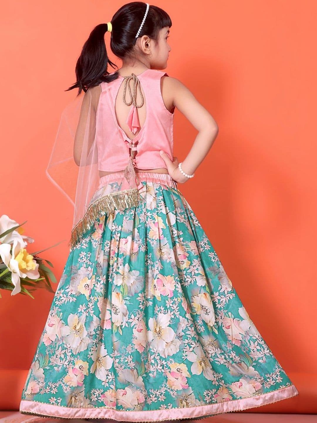 satyamfab Girls Embellished Ready to Wear Lehenga & Blouse With Dupatta thumbnail 3
