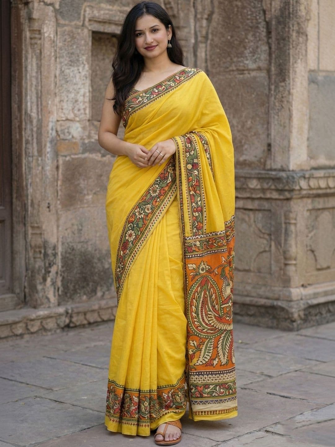 Moda Rapido Linen Blend Handloom Block Print Saree - view 1
