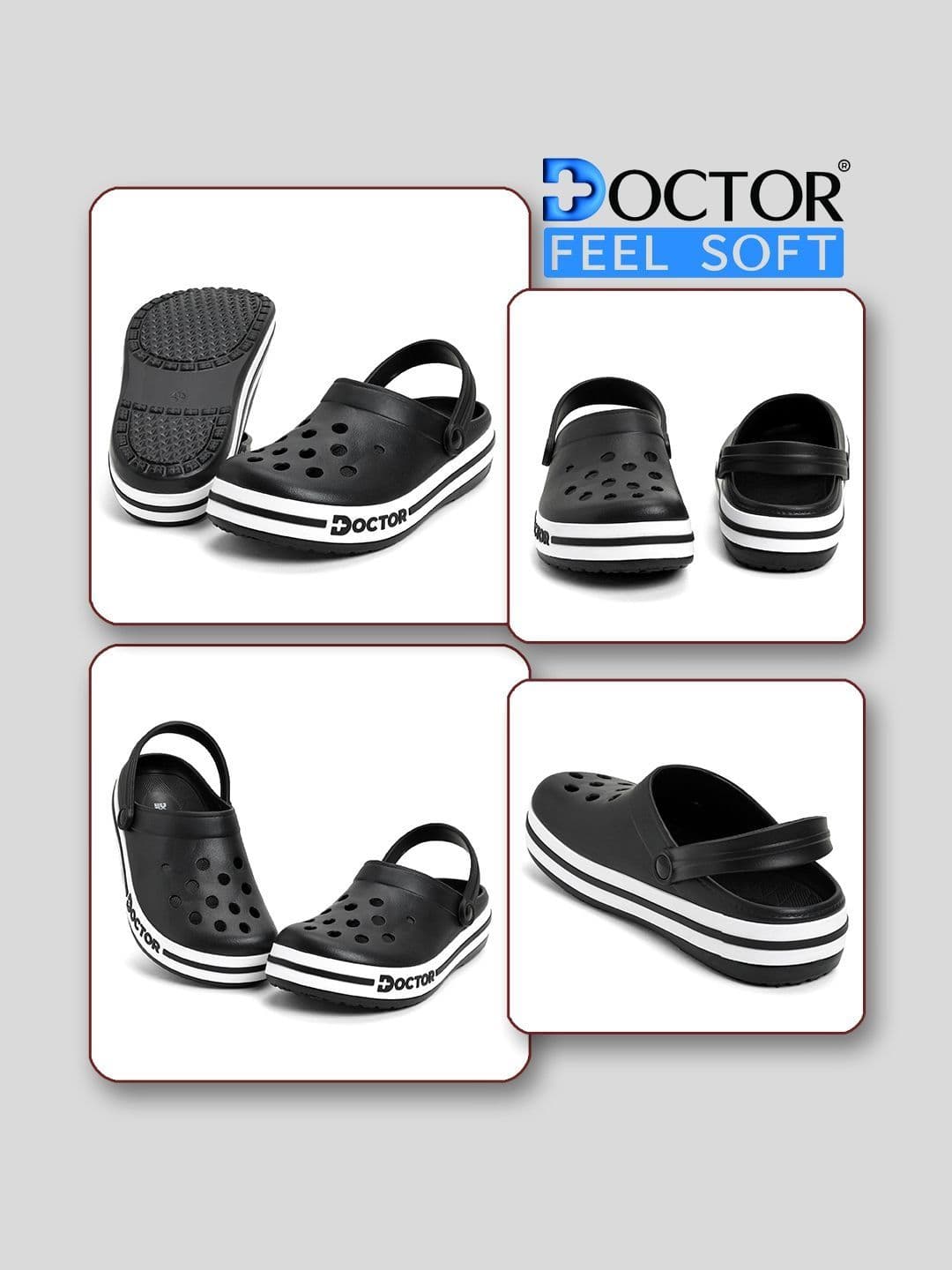 DOCTOR FEEL SOFT Men Colourblocked Clogs thumbnail 7
