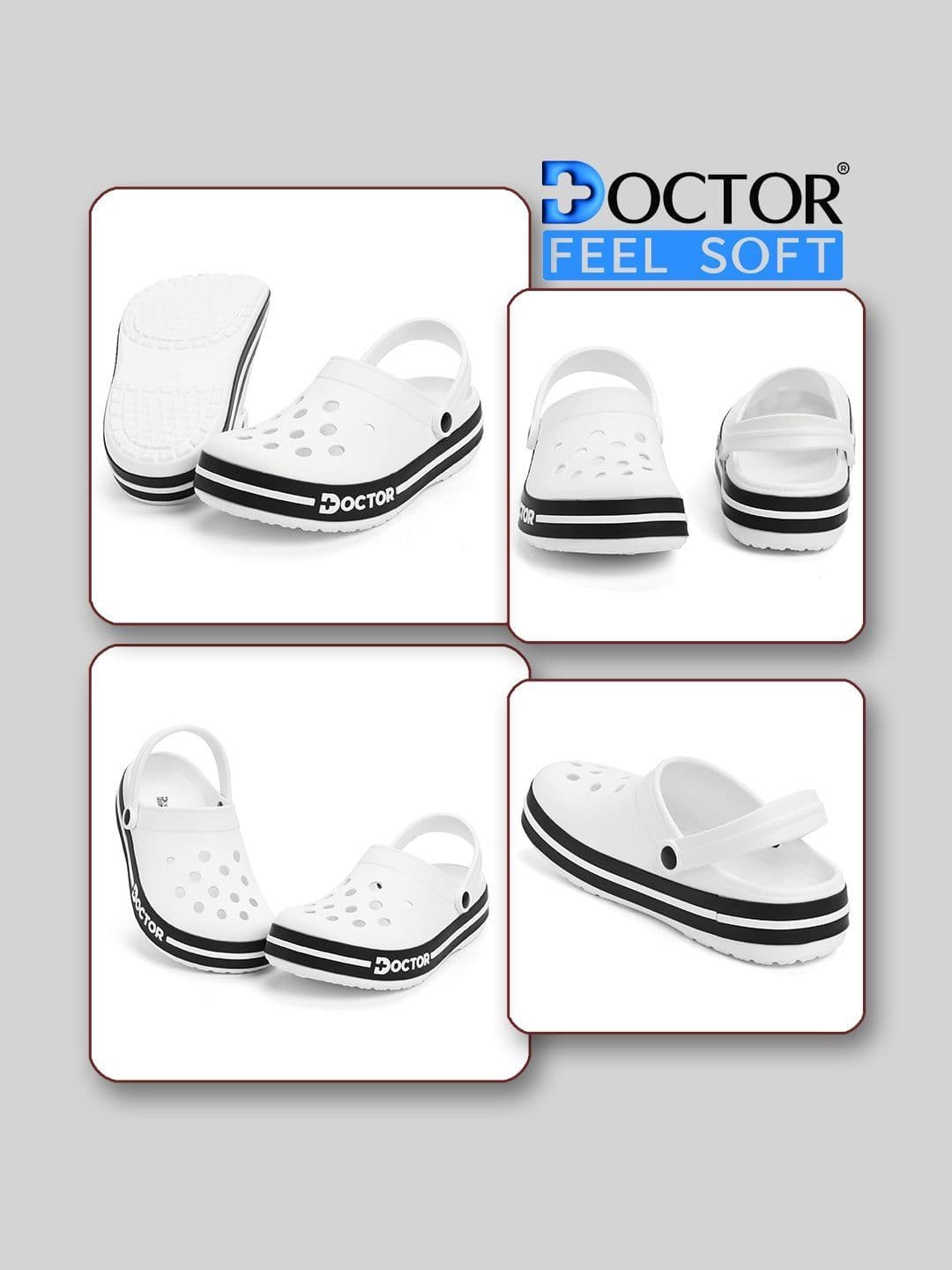 DOCTOR FEEL SOFT Men Colourblocked Clogs thumbnail 4