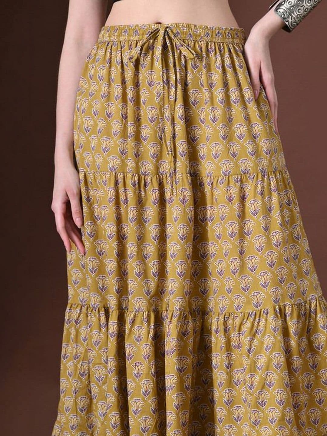 MFGIVA Women Cotton Floral Maxi Tiered Skirt thumbnail 2