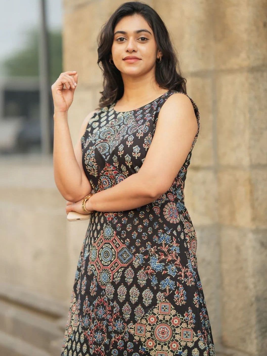 HERE&NOW Women Ethnic Motifs Printed Regular Pure Cotton Kurta with Palazzos thumbnail 4