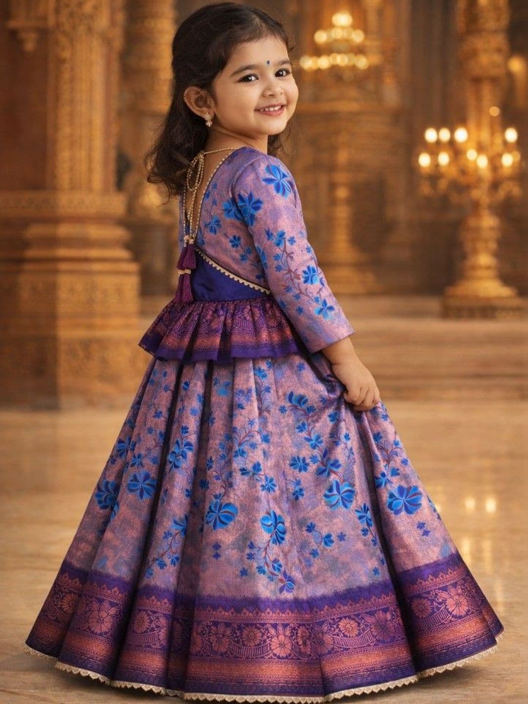 Xepon Girls Embroidered Ready to Wear Lehenga & thumbnail 3