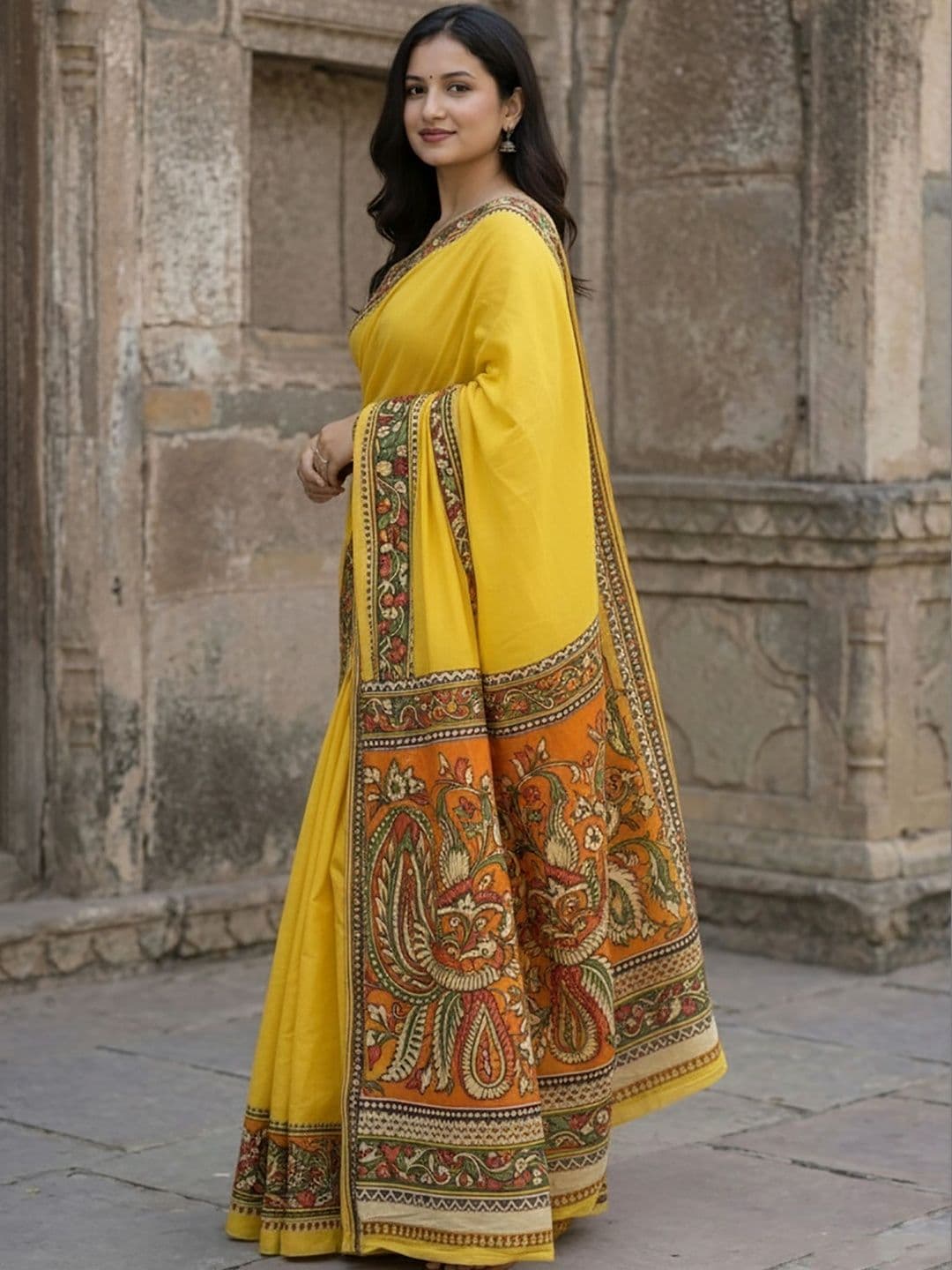 Moda Rapido Linen Blend Handloom Block Print Saree thumbnail 5