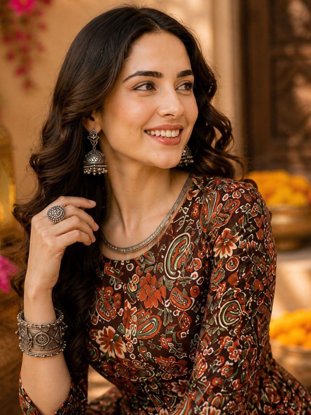 Anouk Women Floral Printed Anarkali Kurta thumbnail 3