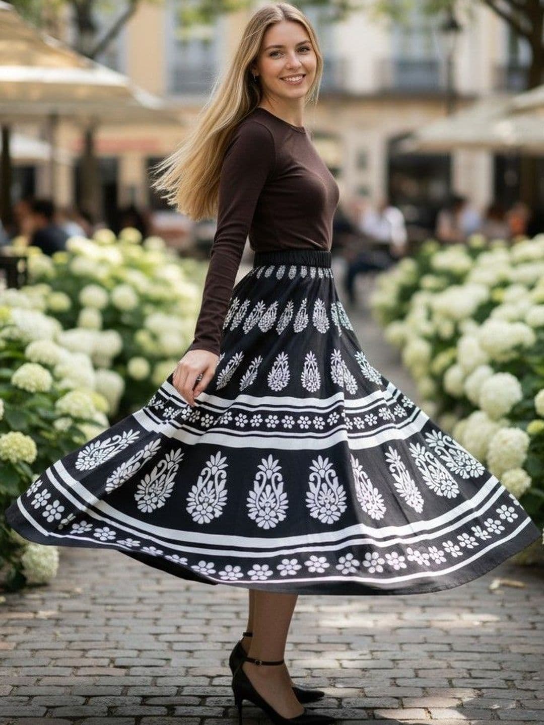 Cot'N Soft Women Pure Cotton Paisley Midi Flared Skirt - view 1
