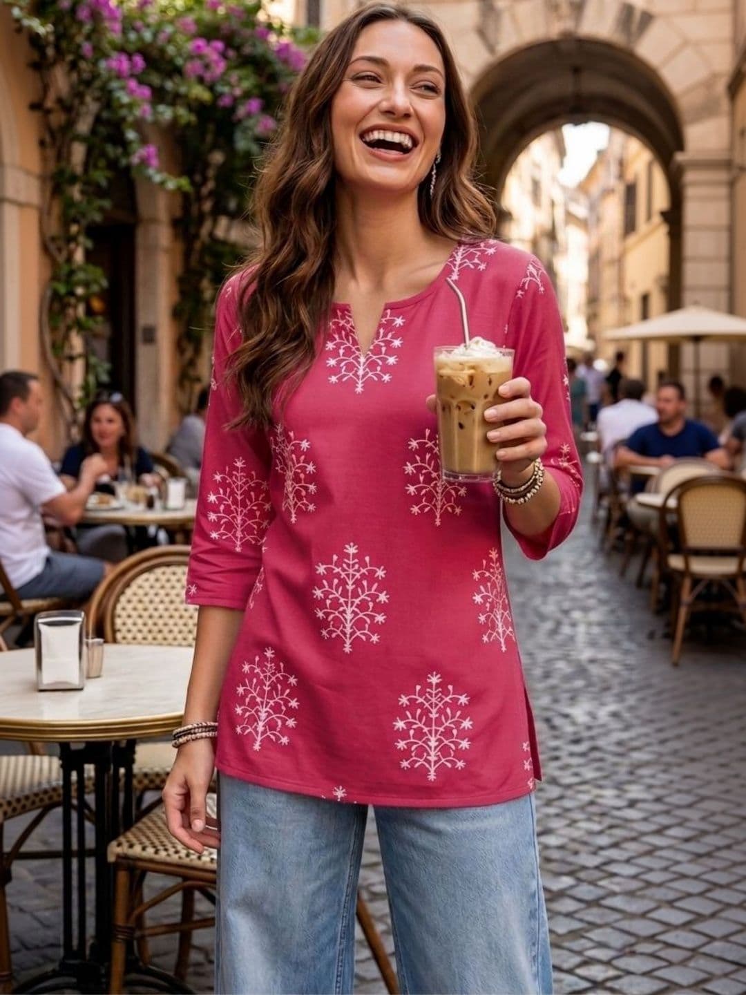 HYTEN Women Ethnic Motifs Embroidered Thread Work Kurta - view 1