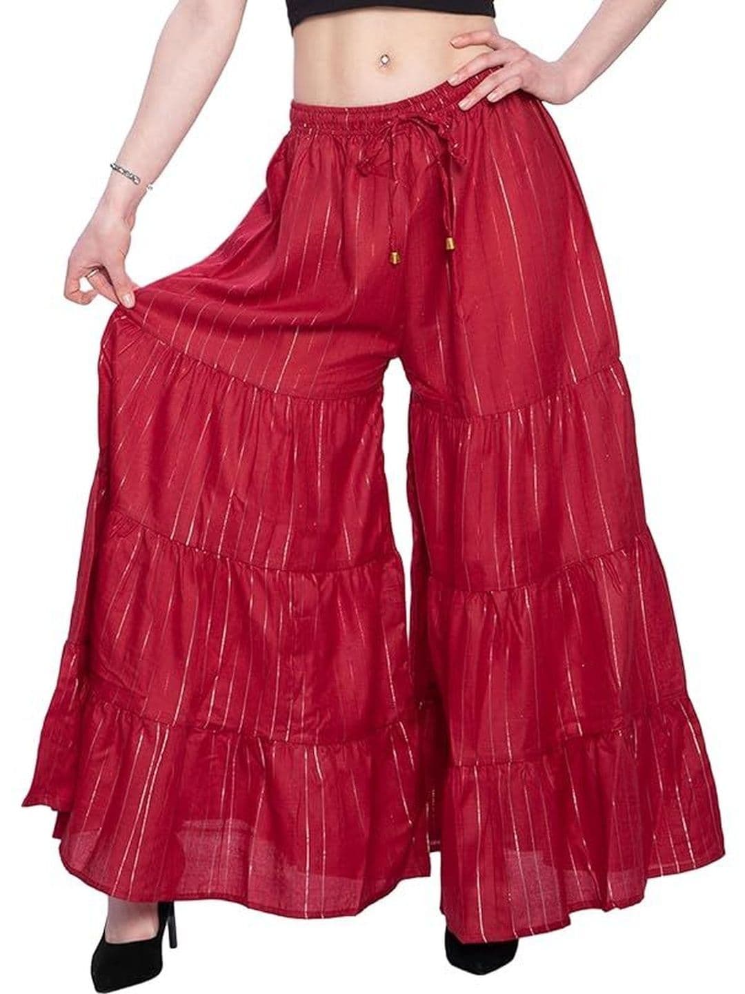 TNQ Women Striped Flared Ethnic Palazzos - view 1