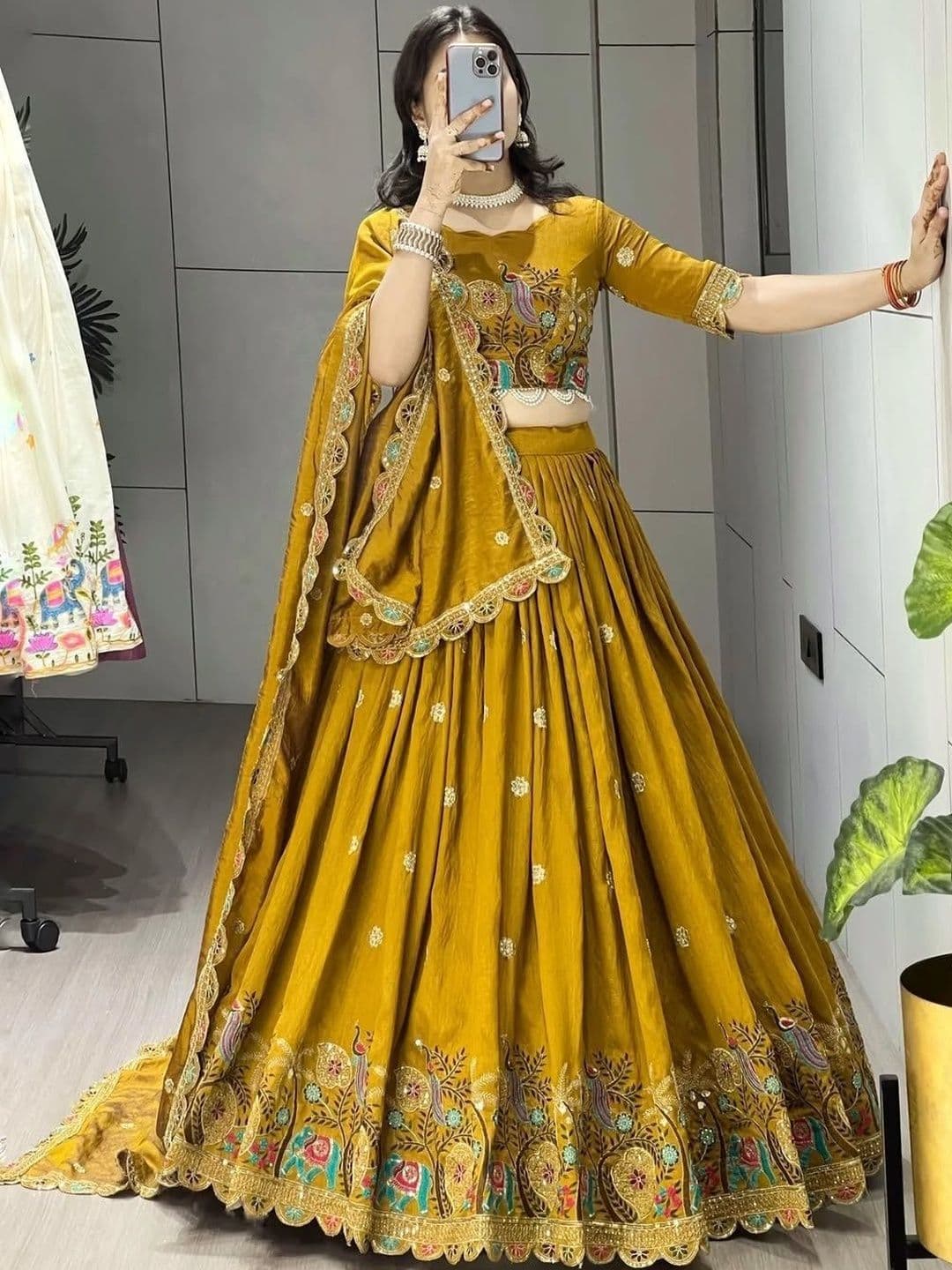 all about you Embroidered Thread Work Semi-Stitched Lehenga & Blouse With Dupatta thumbnail 5