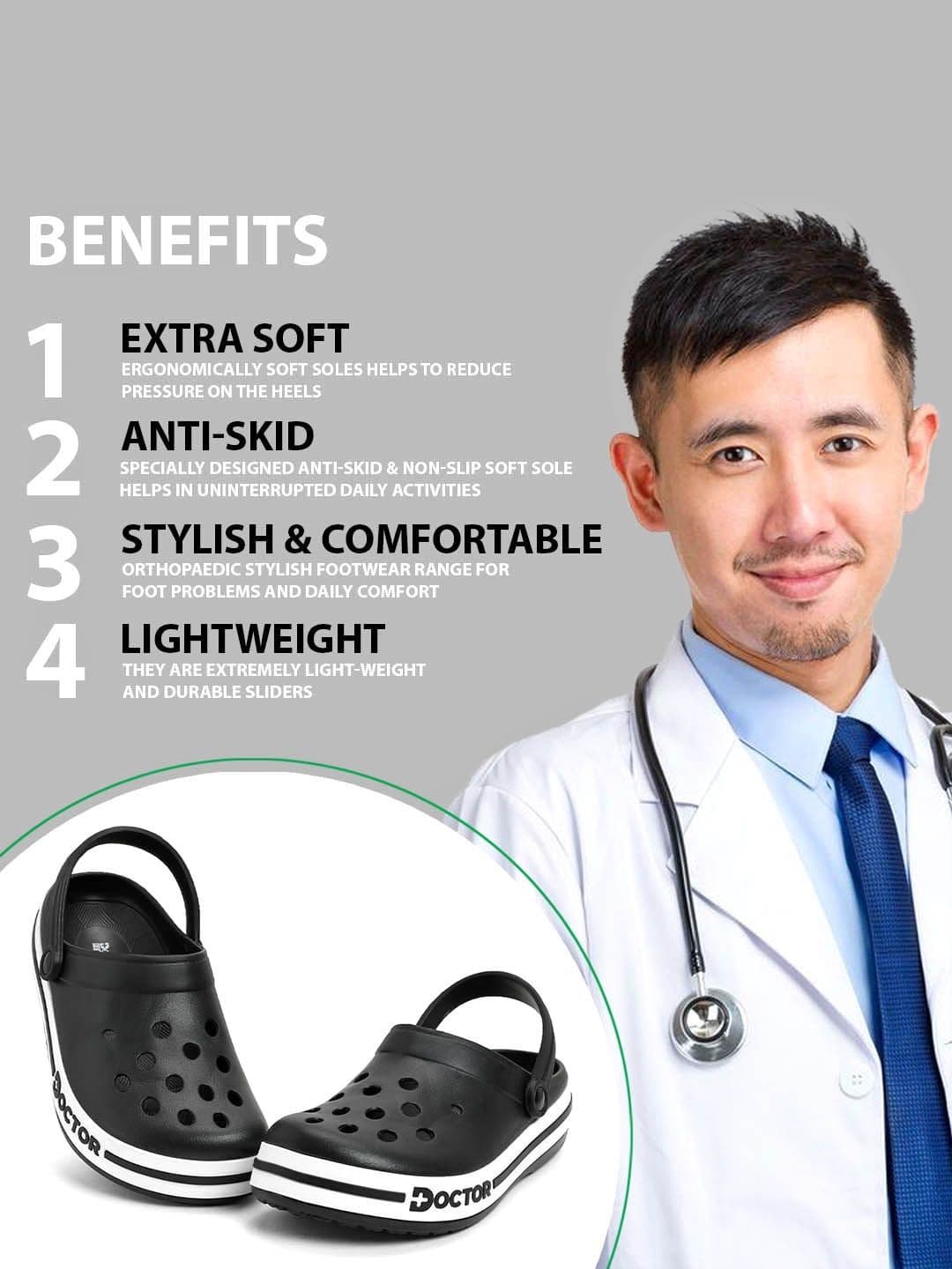 DOCTOR FEEL SOFT Men Colourblocked Clogs thumbnail 5
