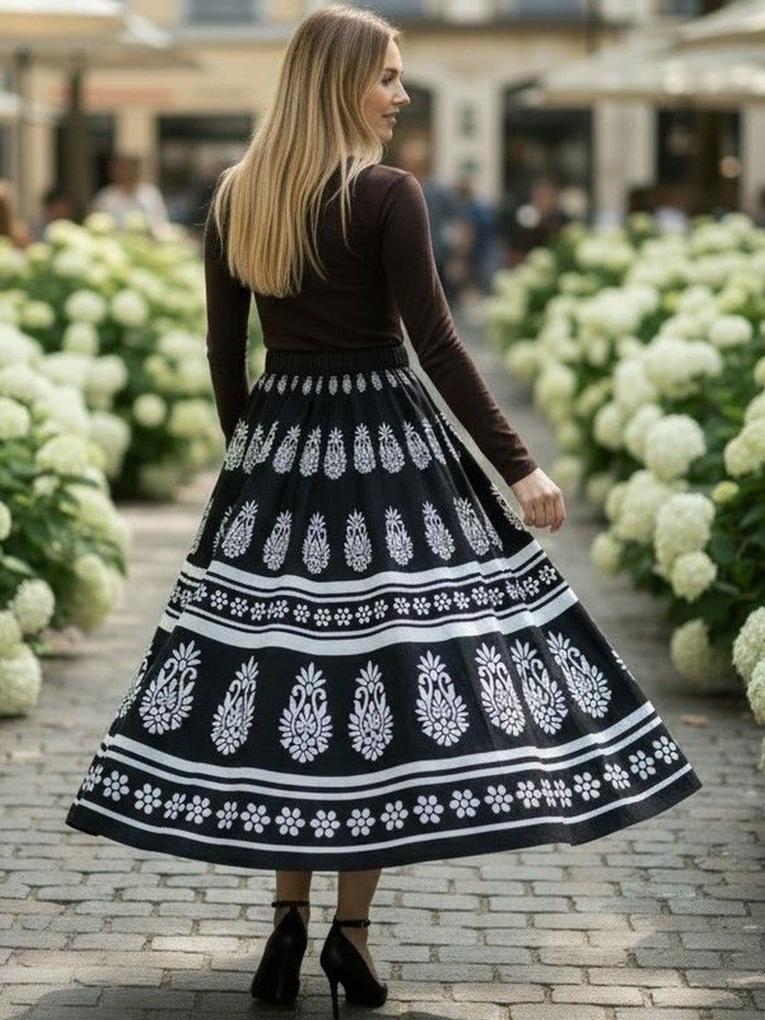 Cot'N Soft Women Pure Cotton Paisley Midi Flared Skirt thumbnail 2