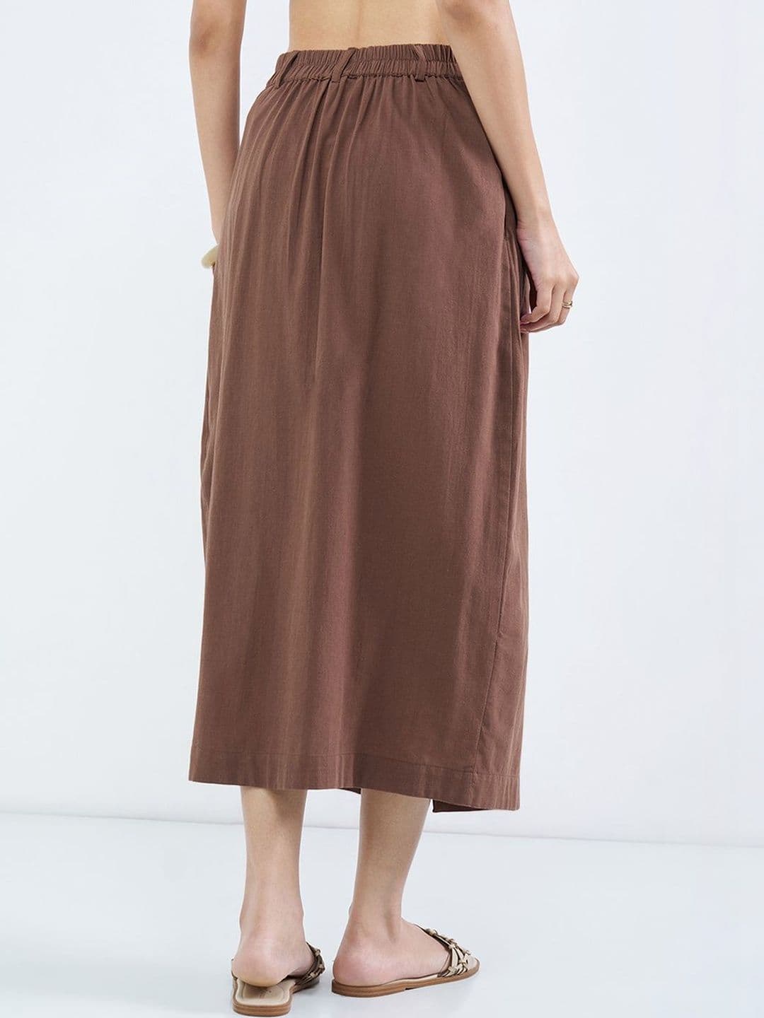 AKKRITI BY PANTALOONS Women Cotton Blend Front Slit Midi Straight Skirt thumbnail 6