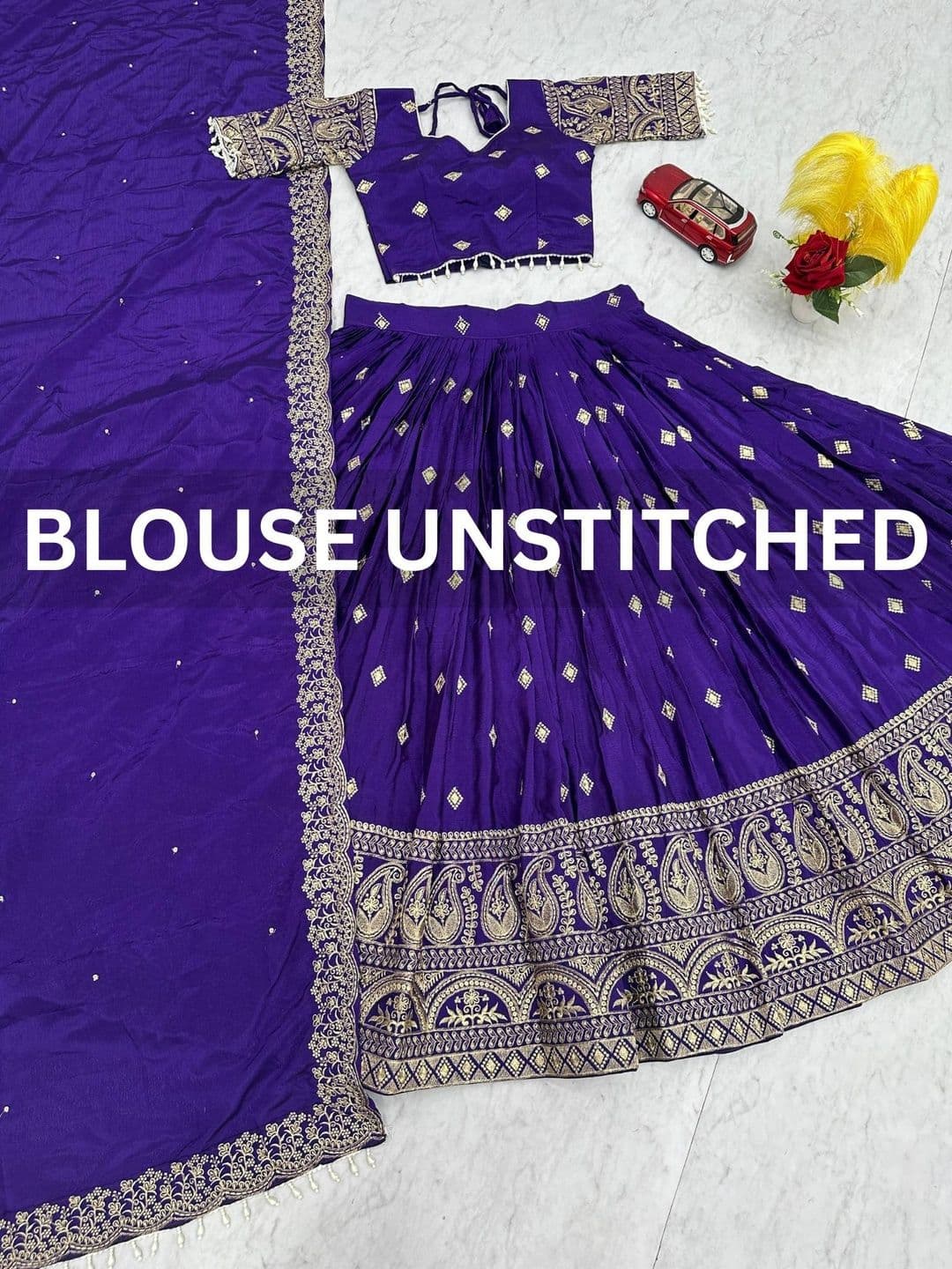 all about you Embroidered Semi-Stitched Lehenga & Unstitched Blouse With Dupatta thumbnail 2